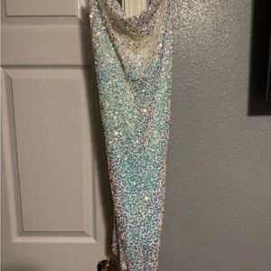 Elegant Multicolor White Sequin Dress